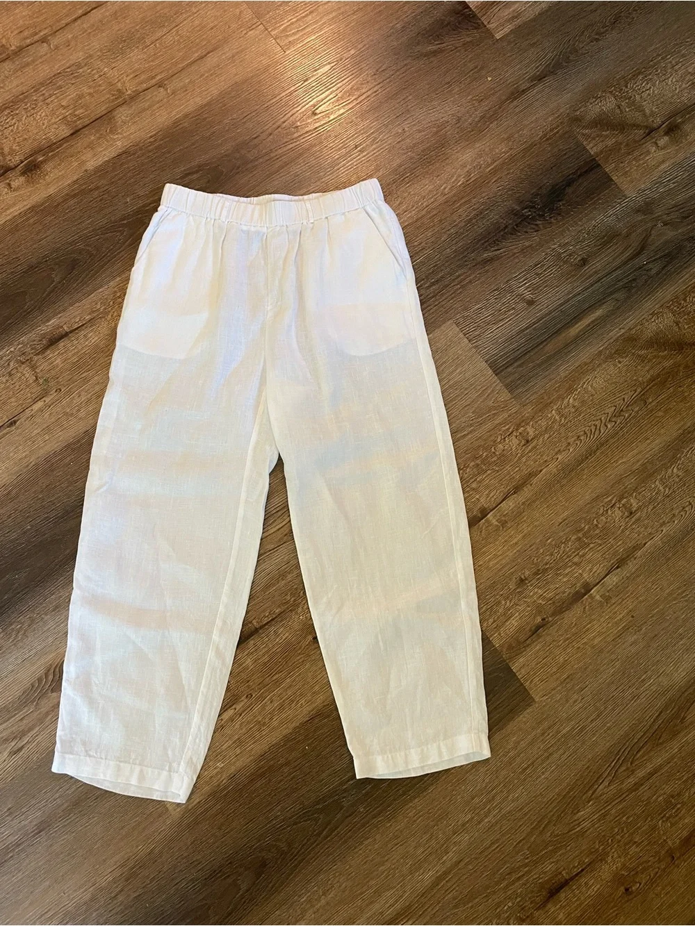 Quince White Linen Elastic Waist trousers size small